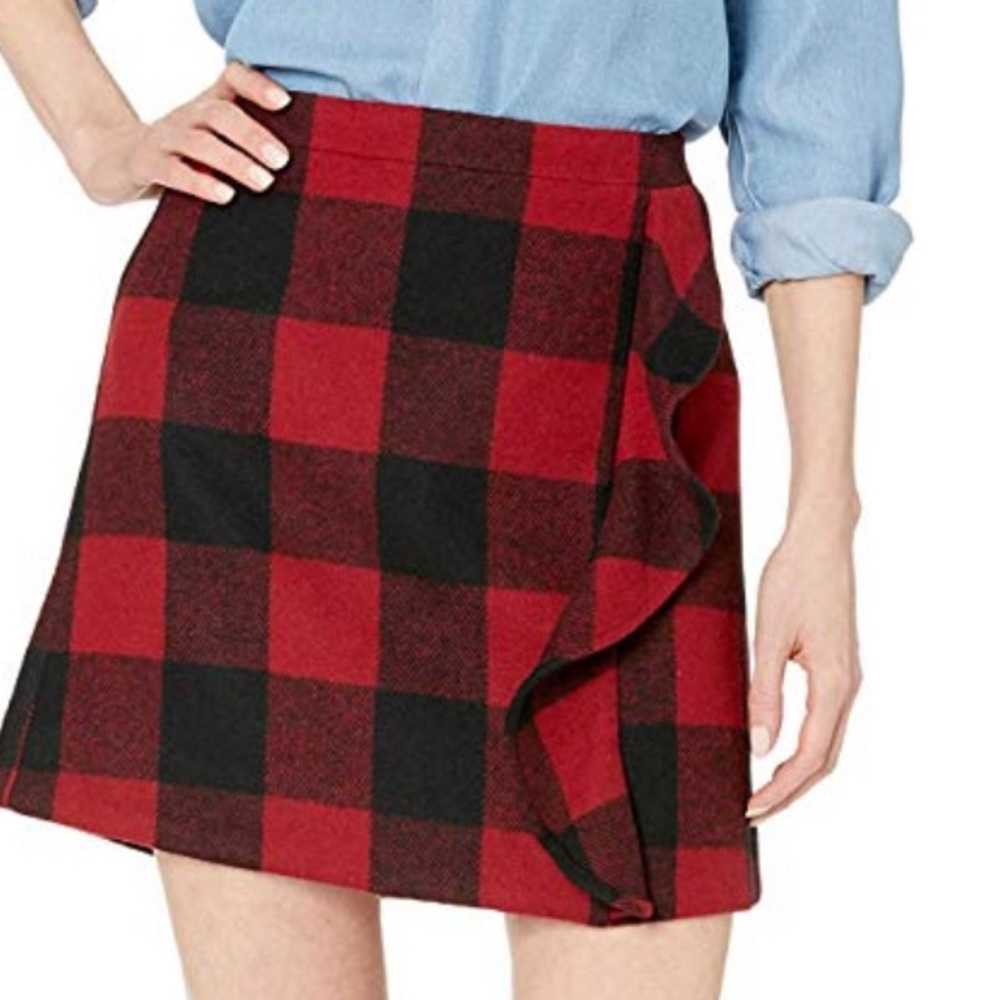 Buffalo plaid wool skirt